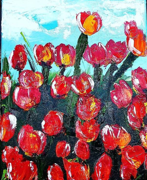 Red Art Print featuring the photograph Red Tulips by Amy Kuenzie