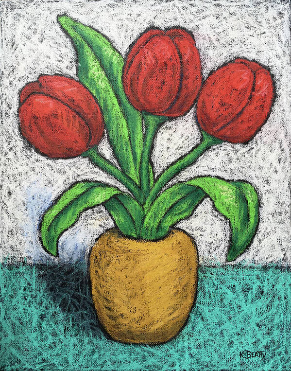 Tulips Art Print featuring the painting Red Tulips by Karla Beatty