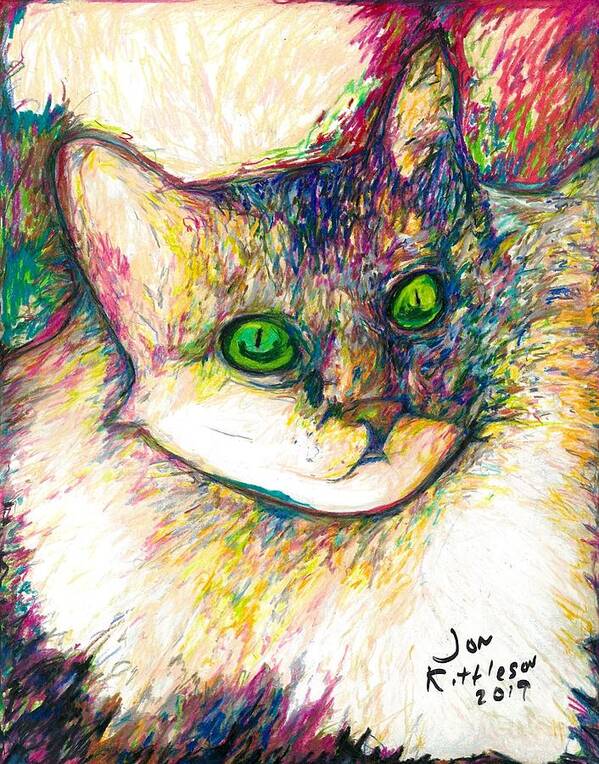 #cat #cats #catsofinstagram #of #catstagram #catlover #catlife #instagram #catlovers #kitten #instacat #kitty #pet #cute #love #meow #dog #catoftheday #pets #kittens #gato #animals #catlove #animal #cutecat #world #gatos #petsofinstagram #kittensofinstagram #chat Art Print featuring the drawing Rocko by Jon Kittleson