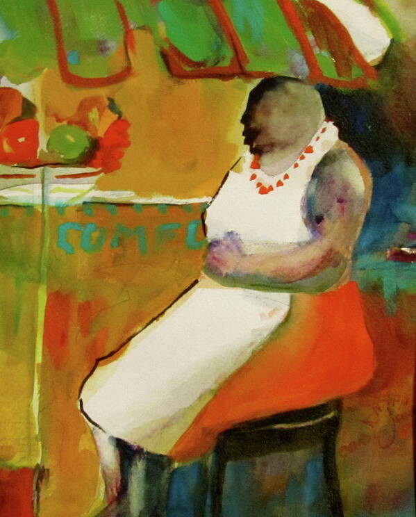 Latino Art Print featuring the painting Selling Fruit in Rio by Carole Johnson
