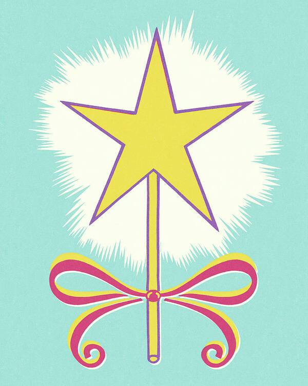 Blue Background Art Print featuring the drawing Shining Star Magic Wand by CSA Images