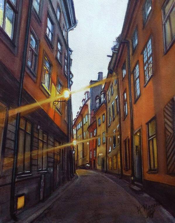 Stockholm Art Print featuring the painting Stockholm- The Old City by Henrieta Maneva