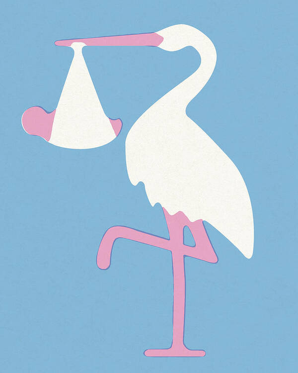 Baby Art Print featuring the drawing Stork with Baby by CSA Images
