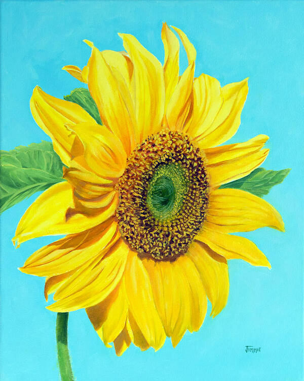 Sunflower Portrait Art Print featuring the painting Sunflower Portrait by Jimmie Bartlett