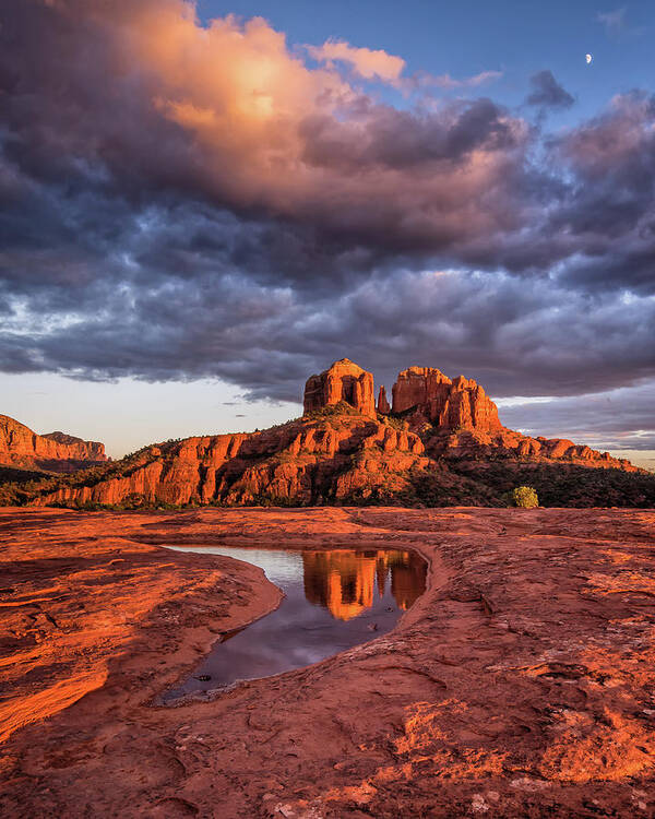 Red Rock Art Print featuring the photograph Sunset Light on Cathedral Rock by William Christiansen
