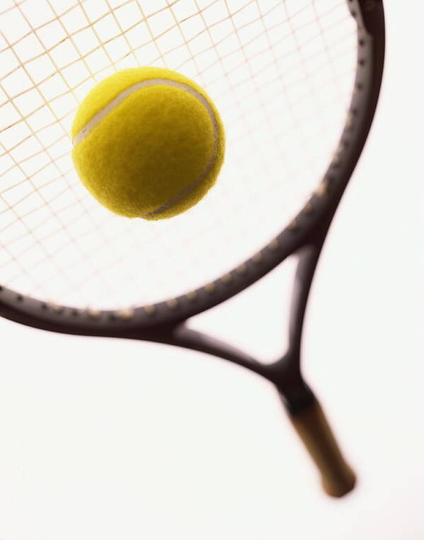 Tennis Art Print featuring the photograph Tennis Racket And Ball, Close-up by David Sacks