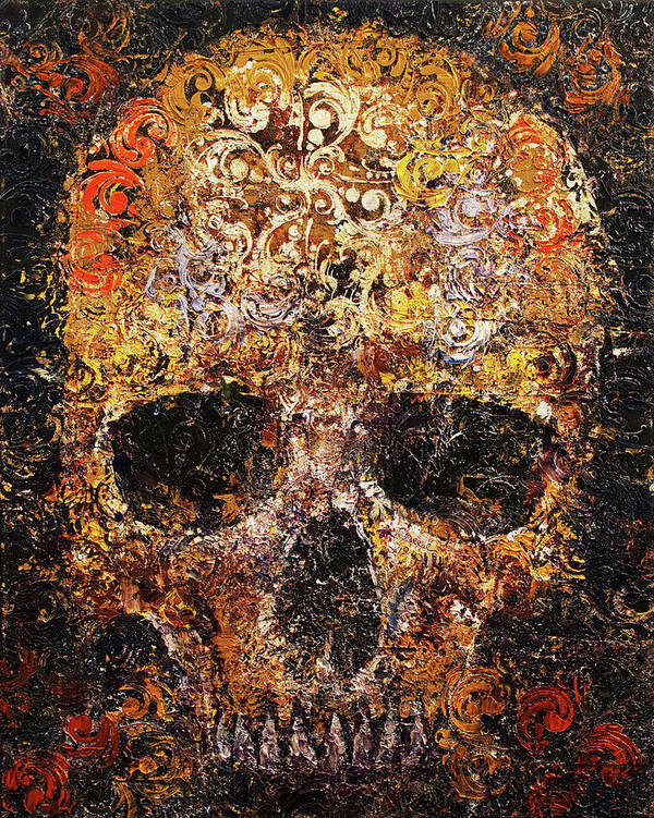 Texture Art Print featuring the painting Textured Skull by Michael Creese