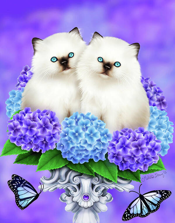 Cats Art Print featuring the digital art The Cats Of Spring by Melissa Dawn