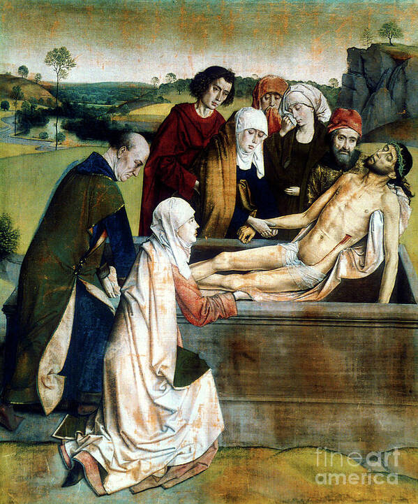 Three Quarter Length Art Print featuring the drawing The Entombment, 1450s. Artist Dieric by Print Collector