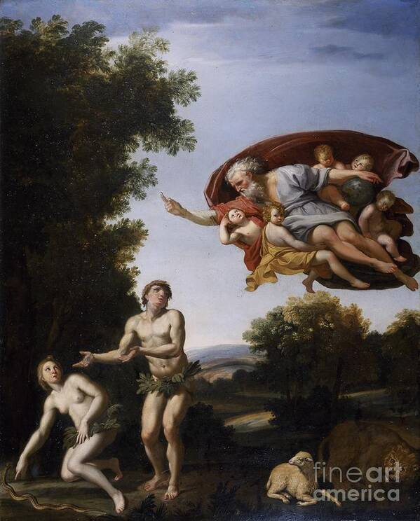 Christianity Art Print featuring the painting The Expulsion Of Adam And Eve by Domenichino
