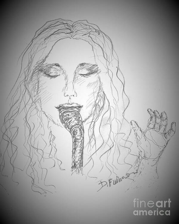 Female Art Print featuring the drawing The Singer by Denise F Fulmer