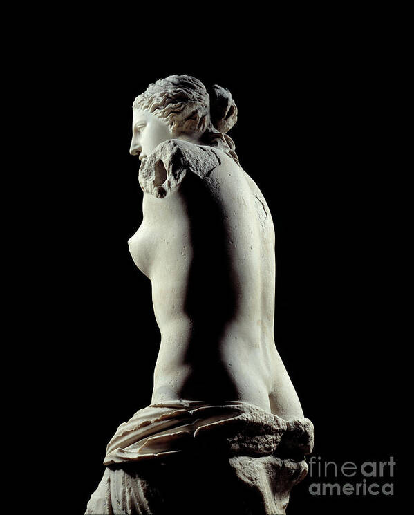 Girl Art Print featuring the photograph The Venus De Milo Detail Of A Sculpture Depicting Aphrodite In Marble by Greek School