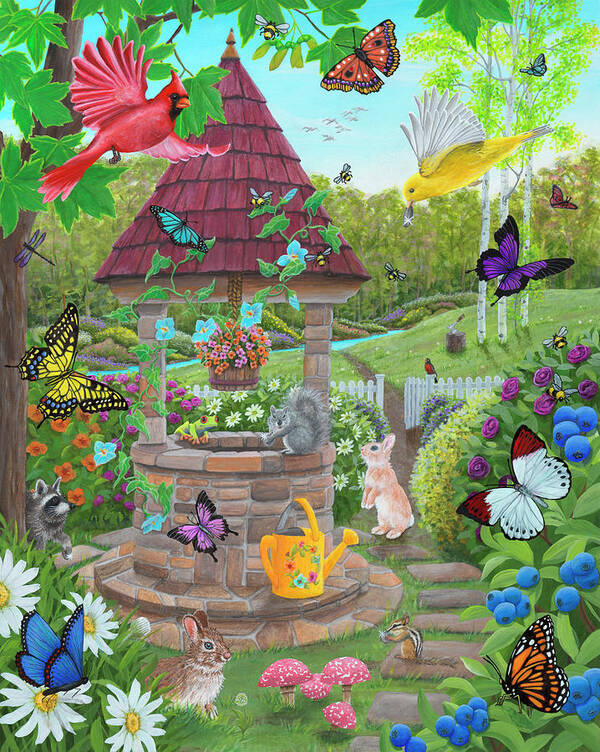 The Wishing Well Art Print featuring the painting The Wishing Well by Kathy Kehoe Bambeck