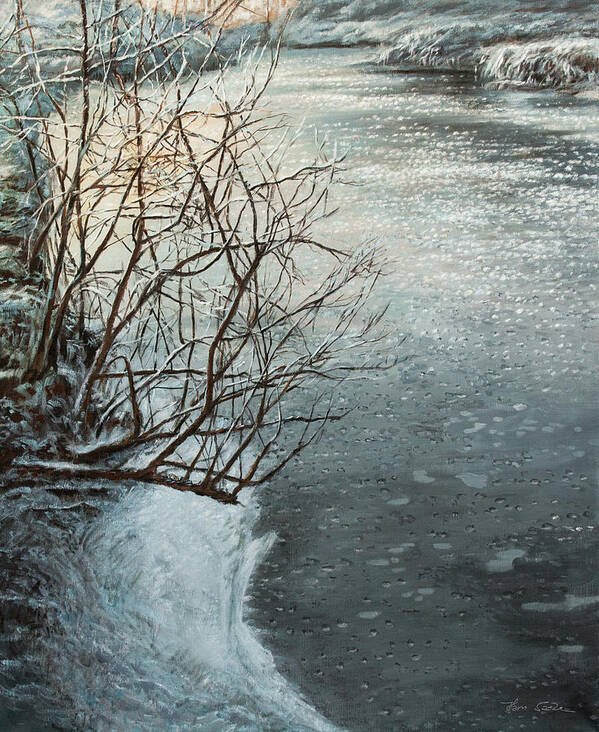 Winter Landscape Art Print featuring the painting Thin Ice by Hans Egil Saele