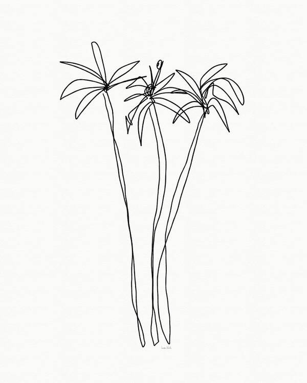 Trees Art Print featuring the drawing Three Tall Palm Trees- Art by Linda Woods by Linda Woods