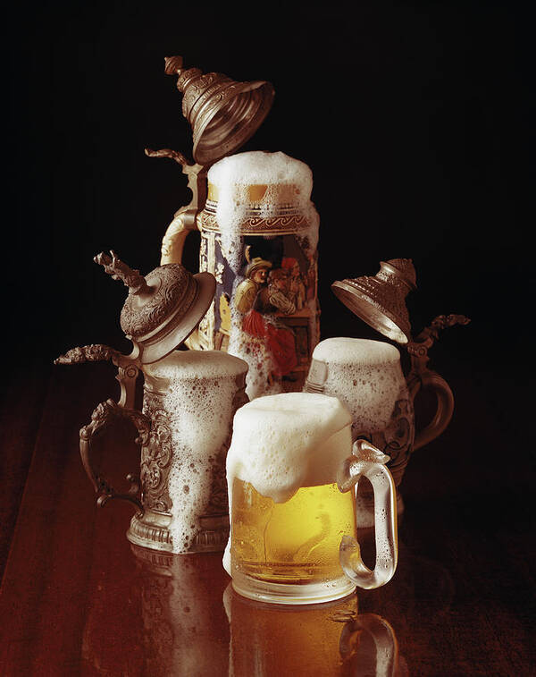 1984 Art Print featuring the photograph Traditional Beer Stein And Beer Glass by Tom Kelley Archive