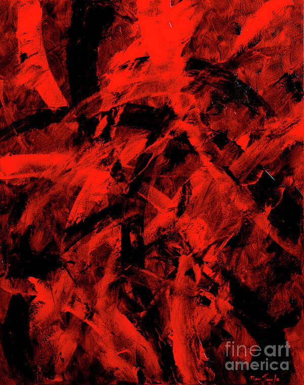 Red Art Print featuring the painting Transitions with Red and Black by Dean Triolo