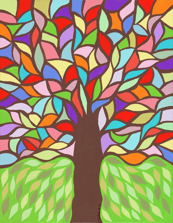 Rainbow Art Print featuring the painting Tree Of Life - Rainbow I by Kerri Ambrosino