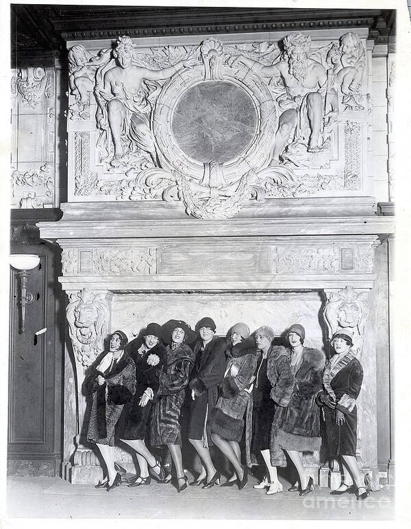 People Art Print featuring the photograph Ushers Posing In Senators Fireplace by Bettmann