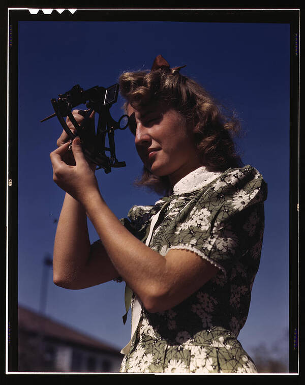  Art Print featuring the painting Using a sextant by Palmer, Alfred T