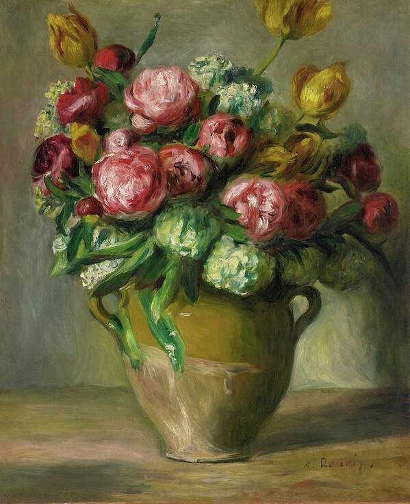 Renoir Art Print featuring the painting Vase De Pivoines by Pierre-auguste Renoir