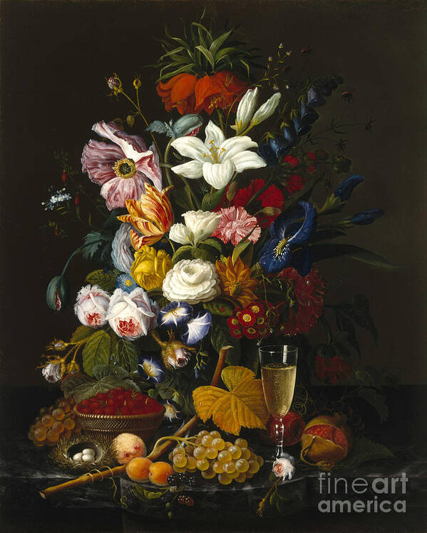 Oil Painting Art Print featuring the drawing Victorian Bouquet, C. 1850. Artist by Heritage Images