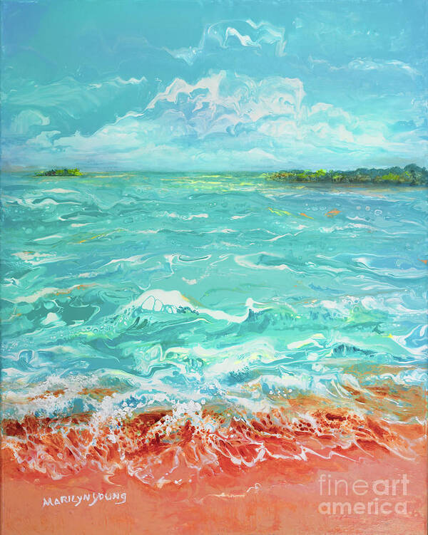 Ocean Art Print featuring the painting Waves at Sombrero Beach by Marilyn Young