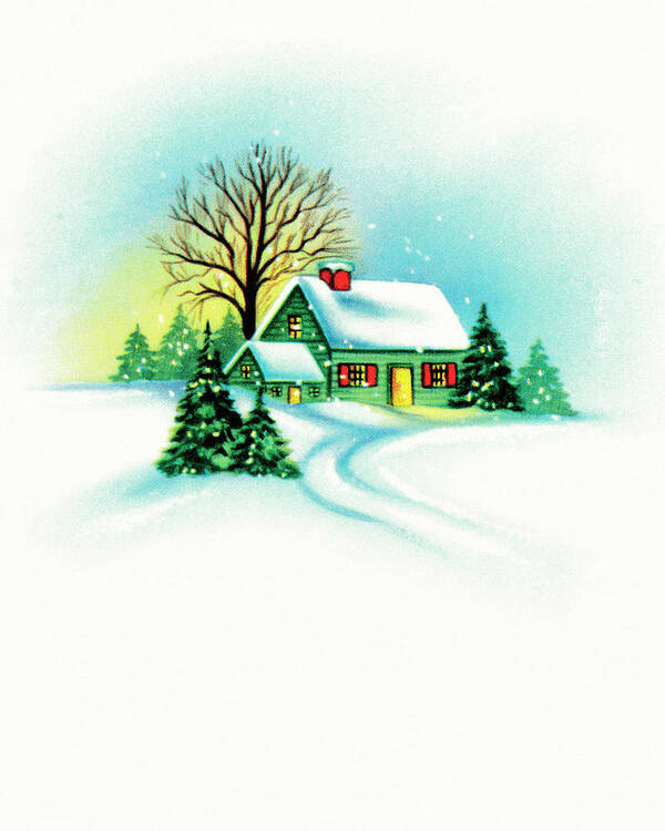 Campy Art Print featuring the drawing Winter home by CSA Images