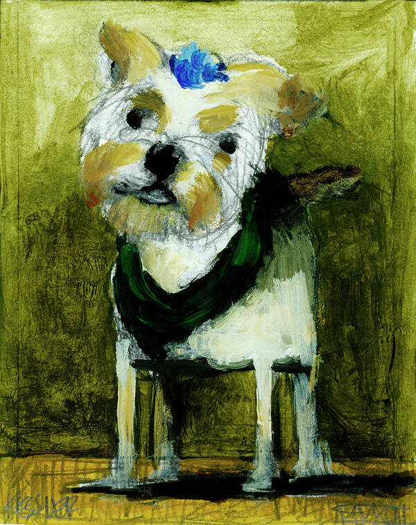 Yorkie Sketch Art Print featuring the painting Yorkie Sketch by Daniel Patrick Kessler