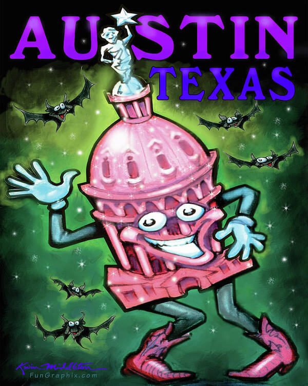 Austin Art Print featuring the digital art Austin Texas #1 by Kevin Middleton