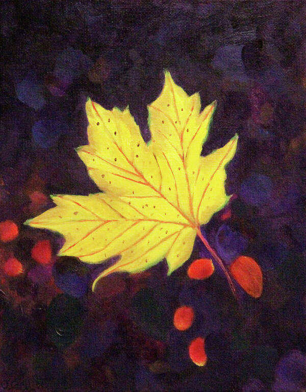 Fall Foliage Art Print featuring the painting Bright Leaf by Janet Greer Sammons
