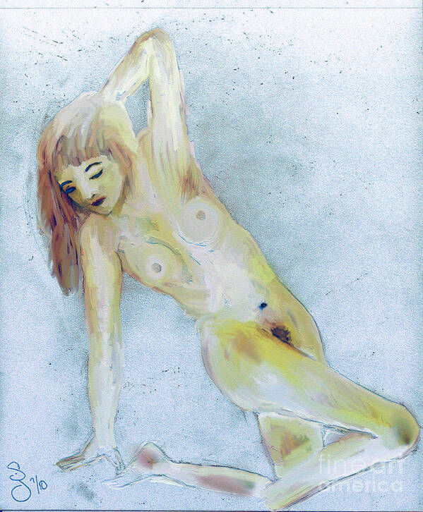 Female Nude Art Print featuring the digital art Morning Stretch #1 by Shelley Jones