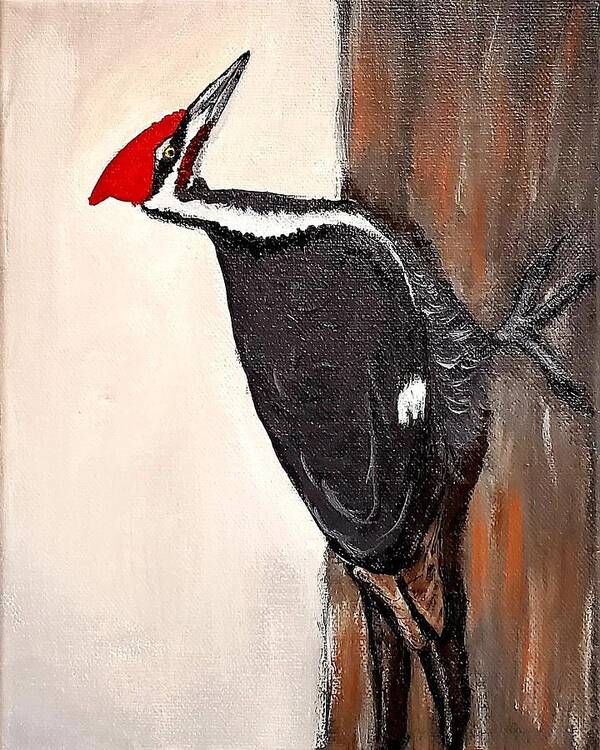 Bird Art Print featuring the painting Red Headed Woodpecker #2 by Amy Kuenzie
