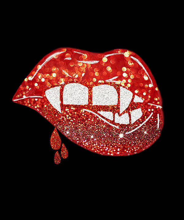 Lips Faux Glitter with Dripping Blood Art Print by - Pixels