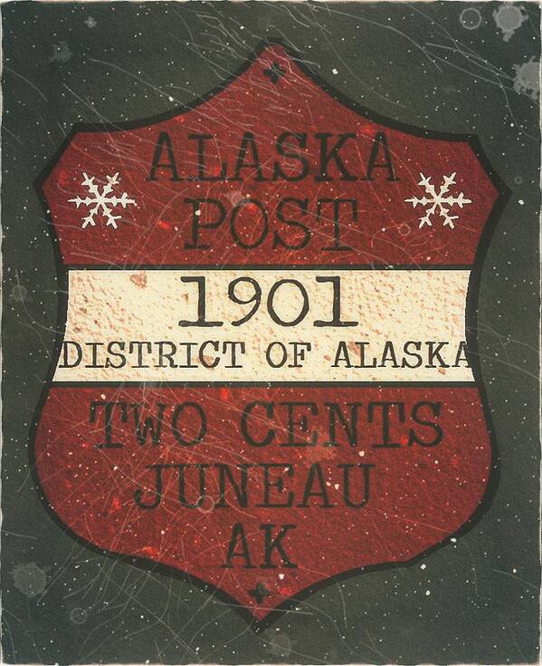 Dispatch Art Print featuring the digital art 1901 Union APO - Juneau Alaska - Local Mail Delivery - 2cts. Brick Red - Mail Art Post by Fred Larucci