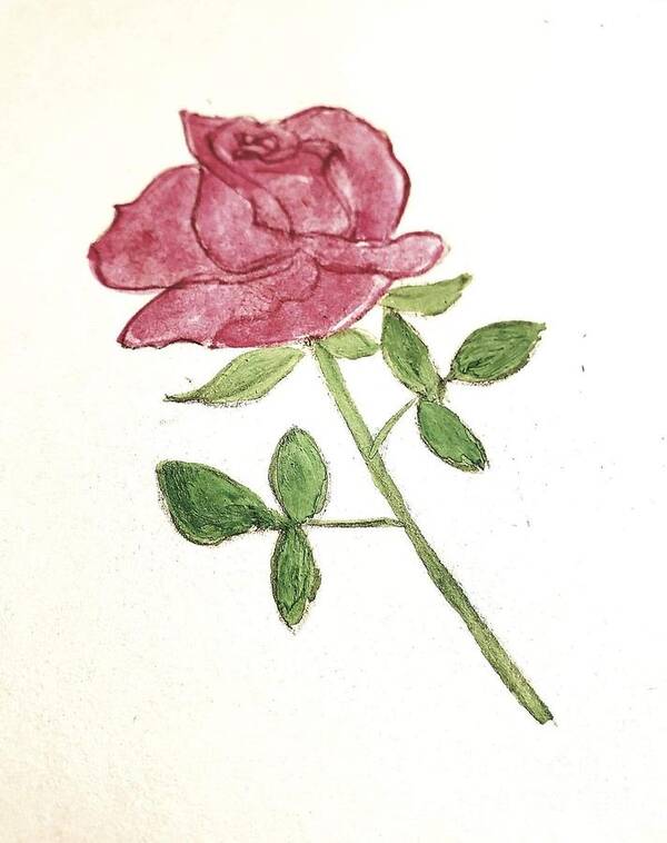Mother's Day Art Print featuring the painting A Rose #2 by Margaret Welsh Willowsilk
