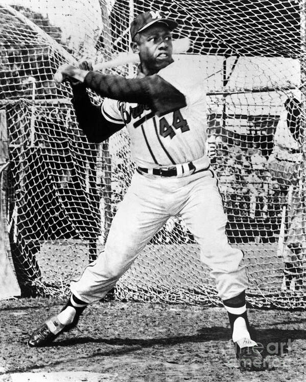 1950-1959 Art Print featuring the photograph Hank Aaron by National Baseball Hall Of Fame Library