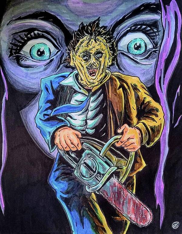 Texas Chainsaw Massacre Art Print featuring the drawing Leatherface #2 by Michael Toth