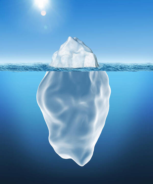 Underwater Art Print featuring the drawing 3D illustration of Iceberg by Simone Brandt