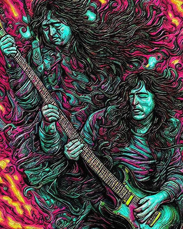 Hypnotic Psychedelic Art Print featuring the digital art Hypnotic Illustration Of Rory Gallagher #4 by Edgar Dorice