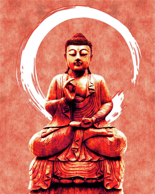 Buddha Art Print featuring the mixed media Abhaya Mudra 02 - Buddha in Meditation by Studio Grafiikka