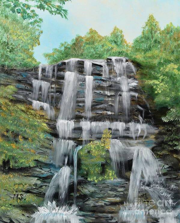 Amicalola Art Print featuring the painting Amicalola Falls by Monika Shepherdson
