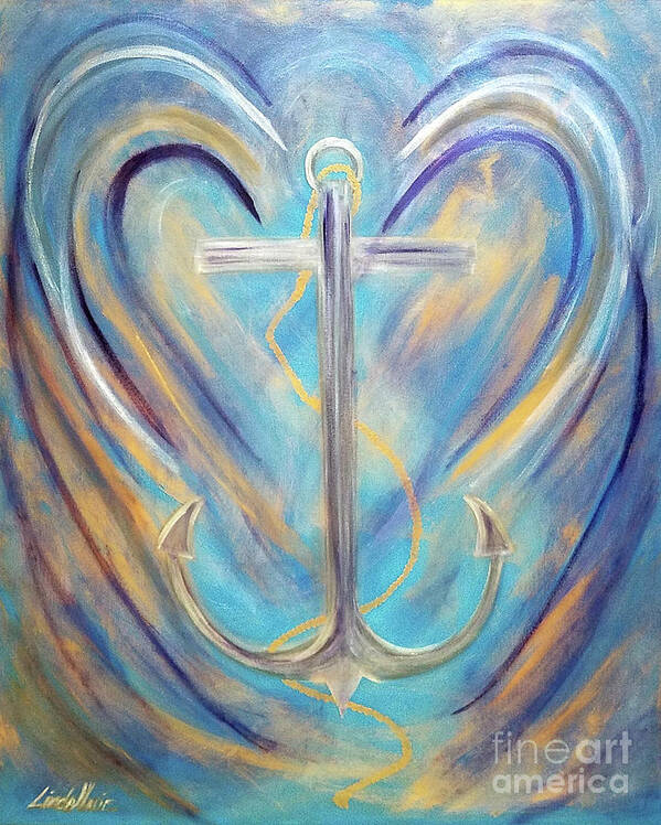 Anchor Art Print featuring the painting Anchor of Sky and Sea by Artist Linda Marie