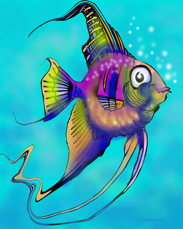 Angelfish Art Print featuring the painting Angelfish by Kevin Middleton