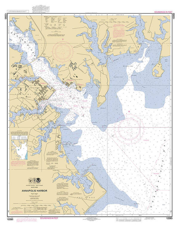Annapolis Harbor Art Print featuring the digital art Annapolis Harbor, NOAA Chart 12283 by Nautical Chartworks