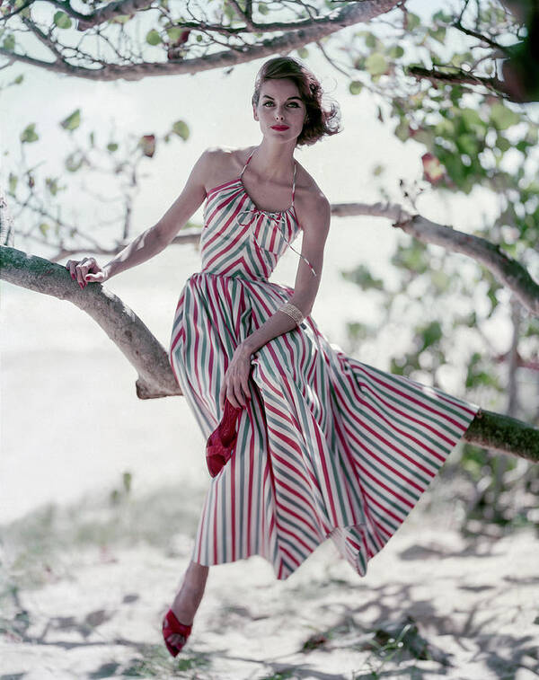 Accessories Art Print featuring the photograph Anne St. Marie in a Striped Sundress by Roger Prigent