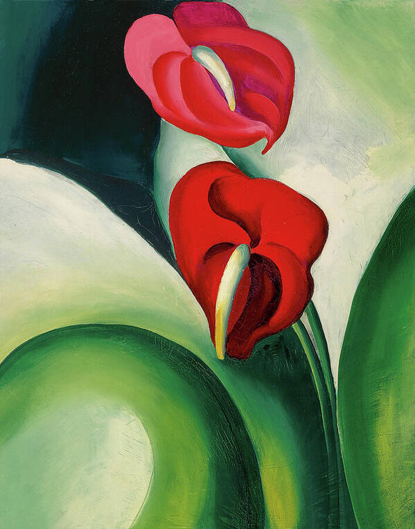 Georgia O'keeffe Art Print featuring the painting Anthurium, flamingo flower - modernist plant painting by Georgia O'Keeffe