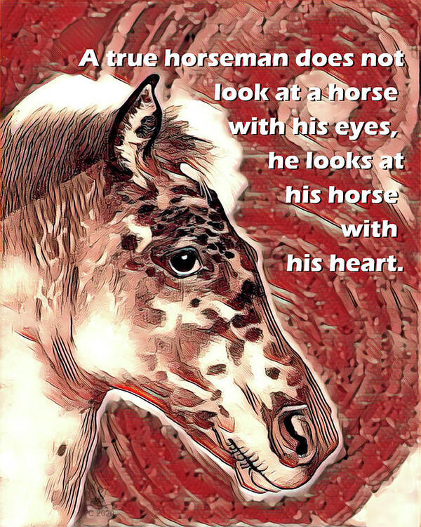 Appaloosa Horse Art Print featuring the mixed media Appaloosa Horse Portrait with Quote by Equus Artisan