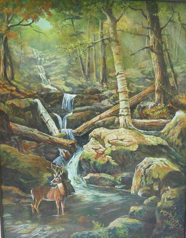 Waterfalls Art Print featuring the painting Applachia by ML McCormick