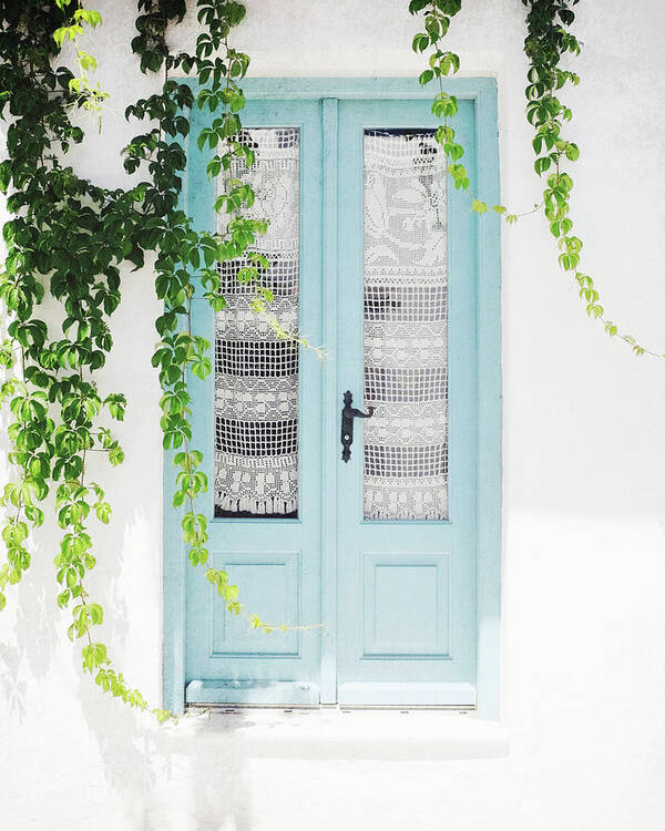 Doorway Art Print featuring the photograph Aqua Door and Green Vine by Lupen Grainne